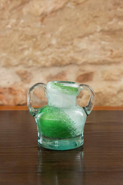 Blown Glass Amphora Vase, Green, Small