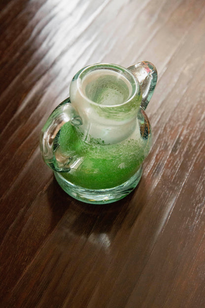 Blown Glass Amphora Vase, Green, Small