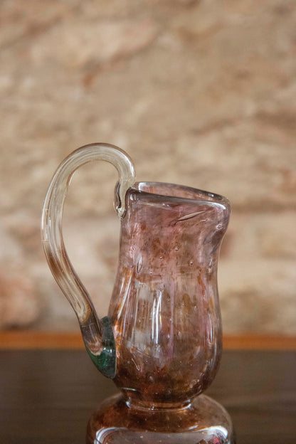 Blown Glass Amphora Vase, Purple and Brown Slim