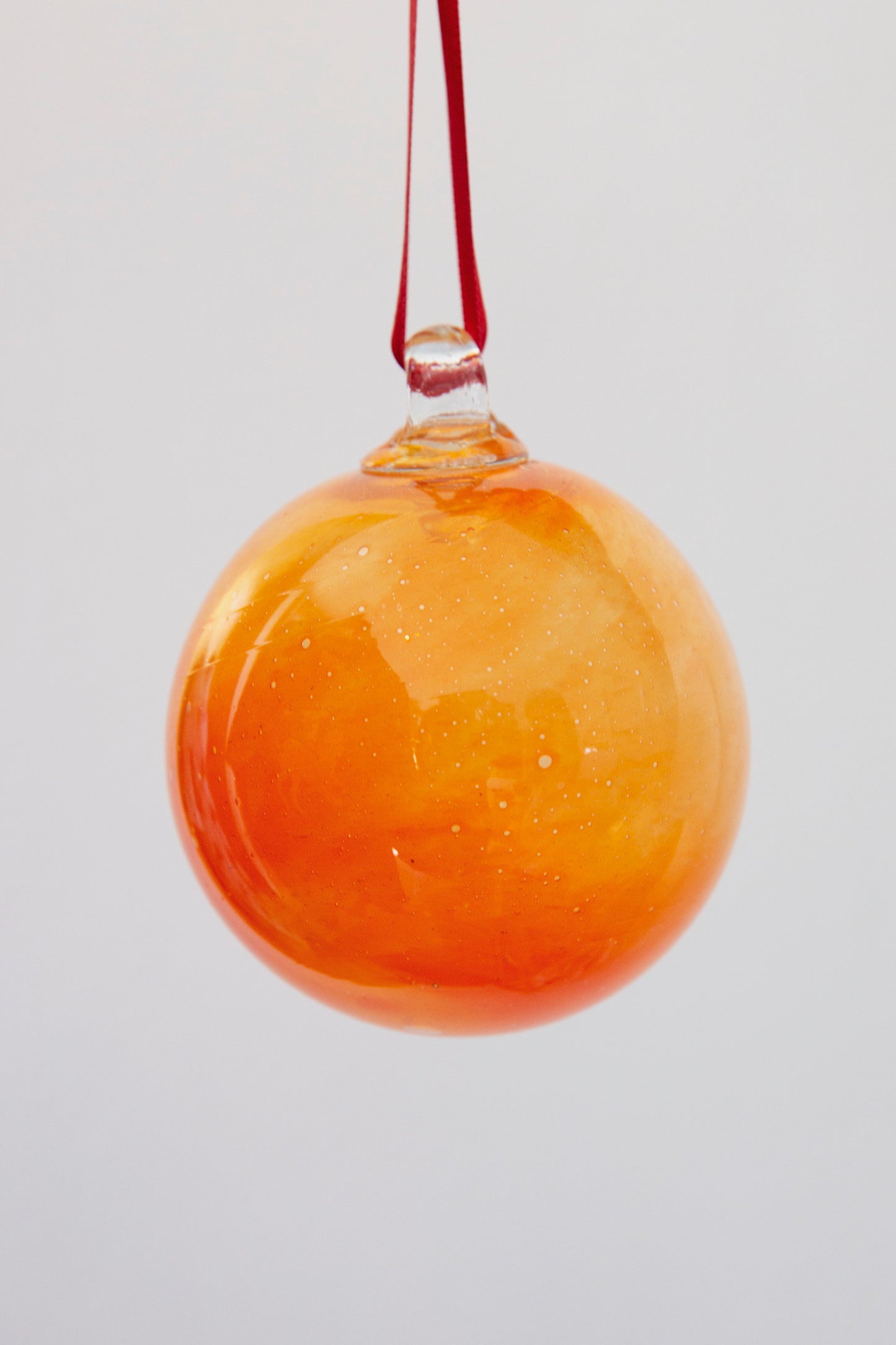 Christmas Glass Ornament, Sunset Orange