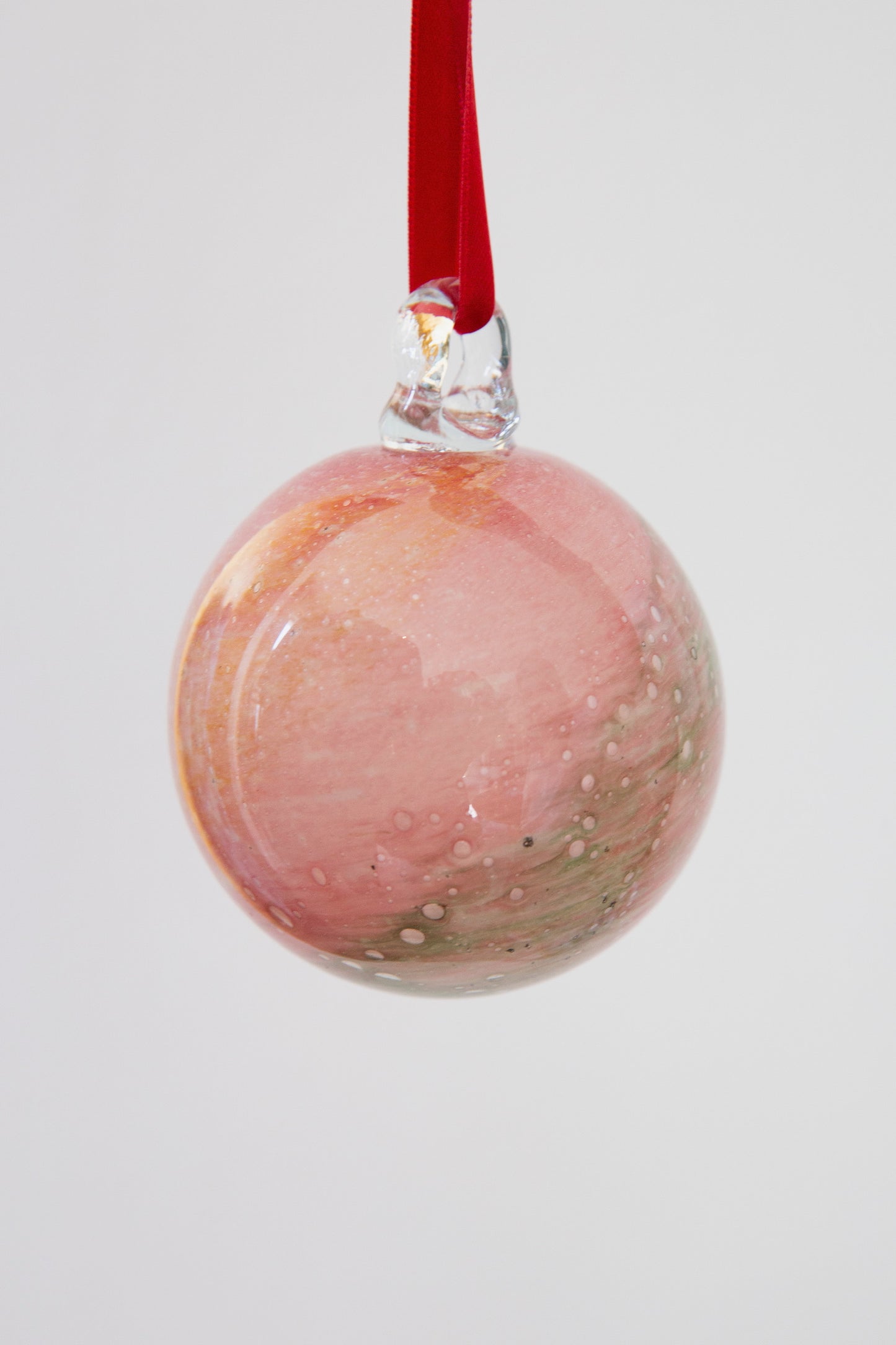 Christmas Glass Ornament, Amber, Rose and Green