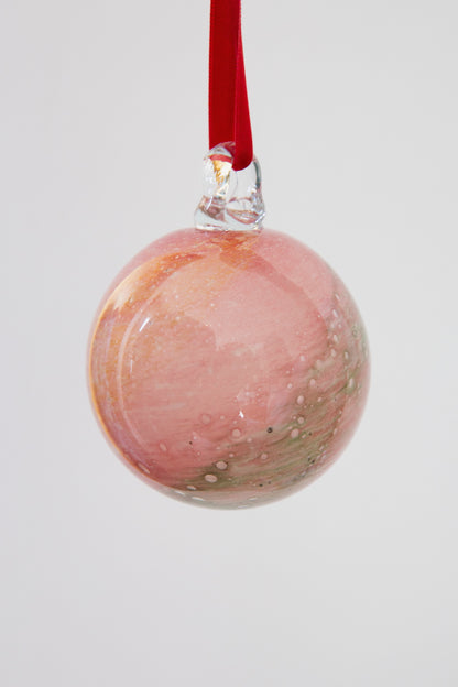 Christmas Glass Ornament, Amber, Rose and Green