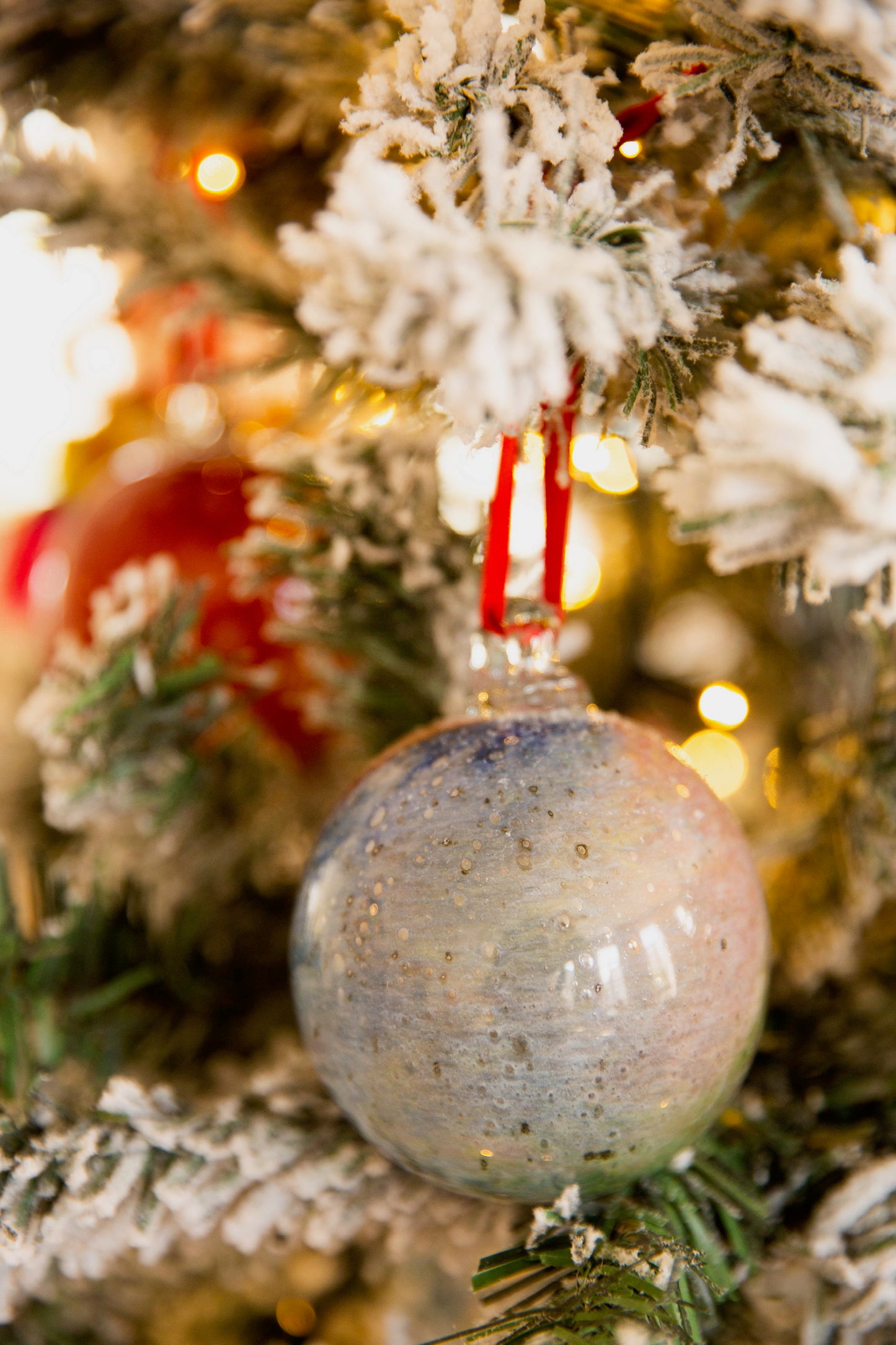 Christmas Glass Ornament, Blue Frost