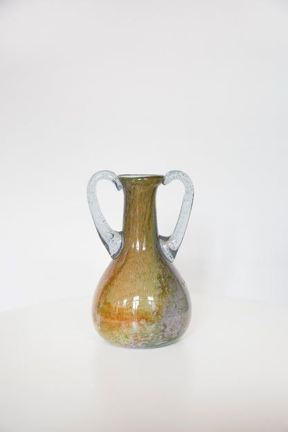 Blown Glass Amphora Vase, Yellow and Lavender
