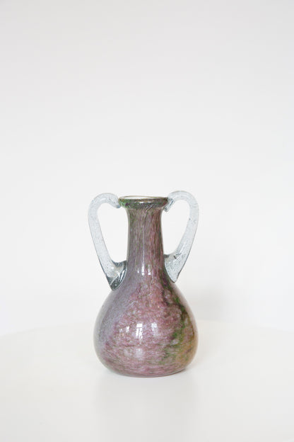 Blown Glass Amphora Vase, Yellow and Lavender