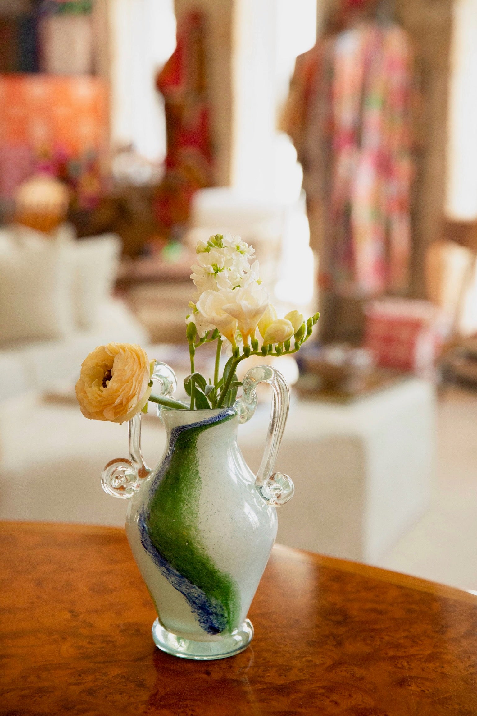 Blown Glass Amphora Vase, White, Blue and Green, Medium – Anthologist