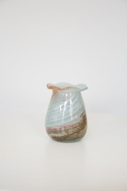 Blown Glass Bloom Vase, White and Brown