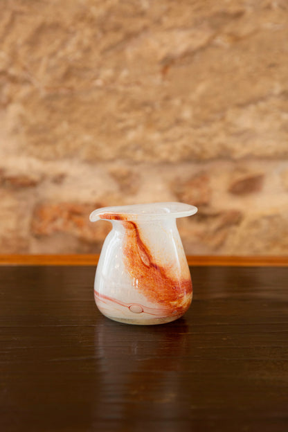 Blown Glass Bloom Vase, White and Amber