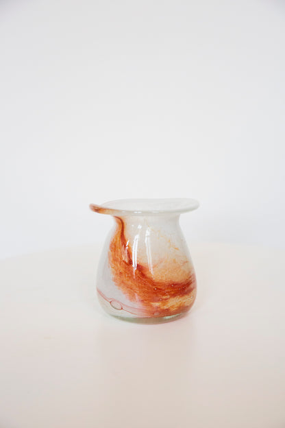 Blown Glass Bloom Vase, White and Amber
