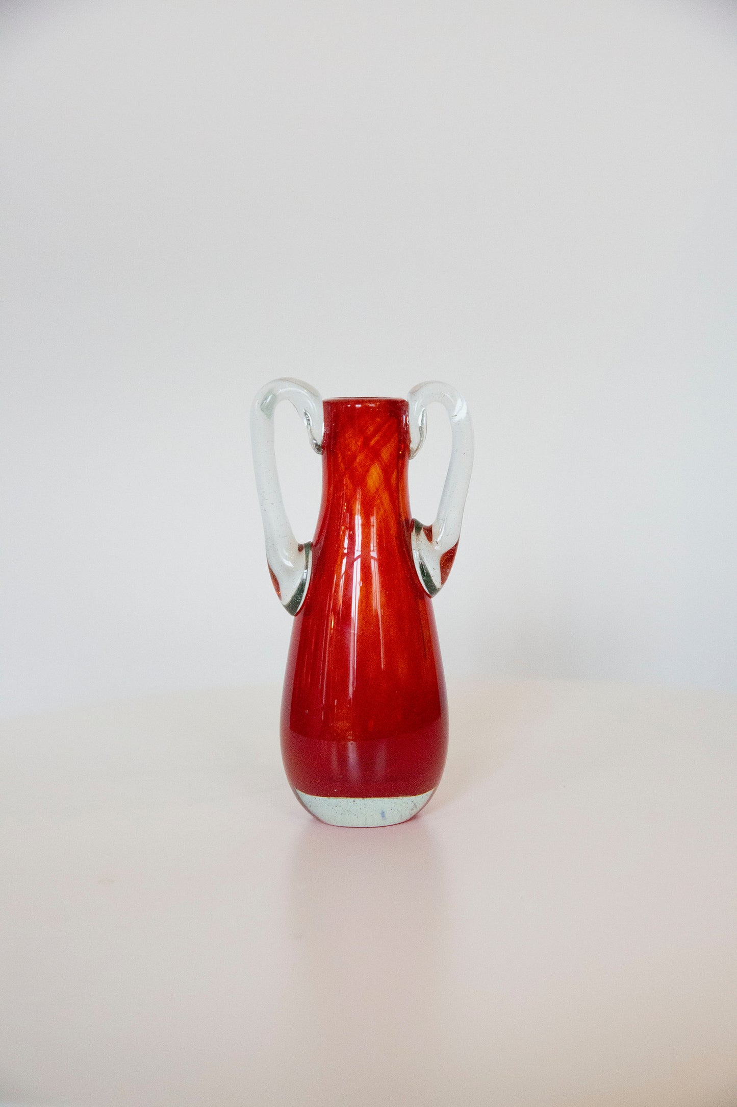 Blown Glass Small Amphora Vase, Red