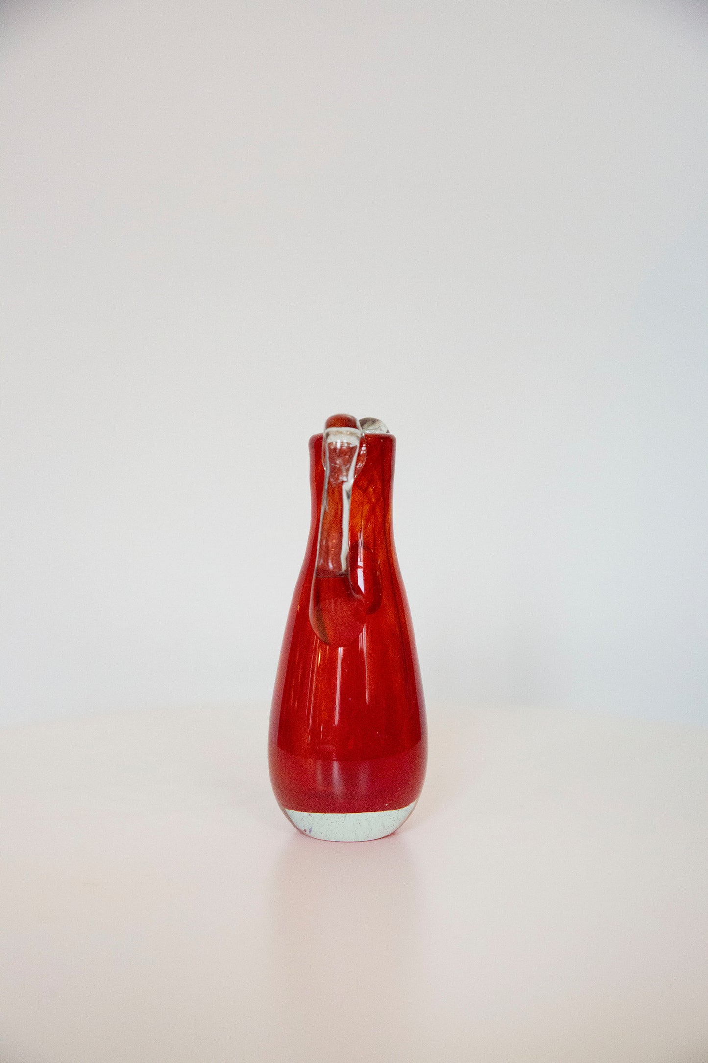 Blown Glass Small Amphora Vase, Red