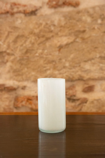 Blown Glass Cylindrical Vase, White