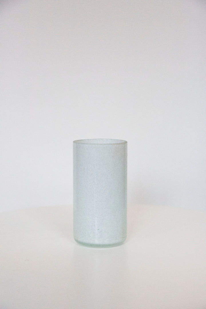 Blown Glass Cylindrical Vase, White