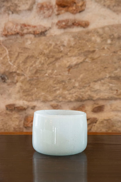 Blown Glass Short Cylindrical Vase, White