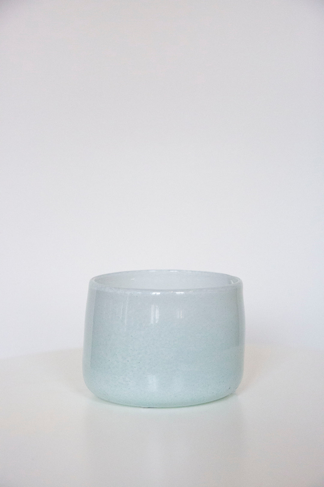 Blown Glass Short Cylindrical Vase, White