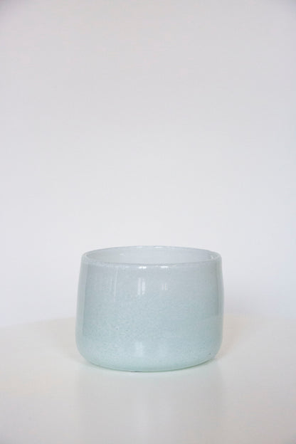 Blown Glass Short Cylindrical Vase, White