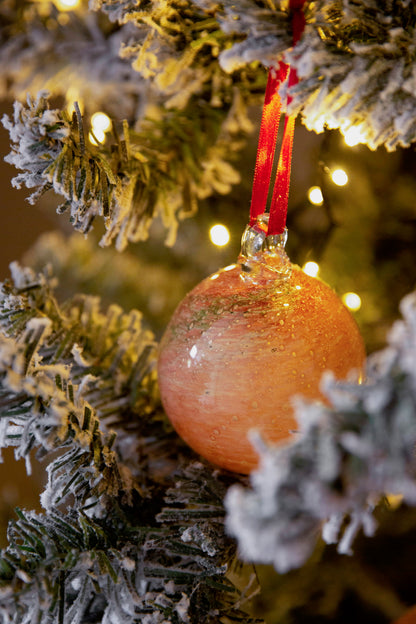 Christmas Glass Ornament, Amber, Rose and Green