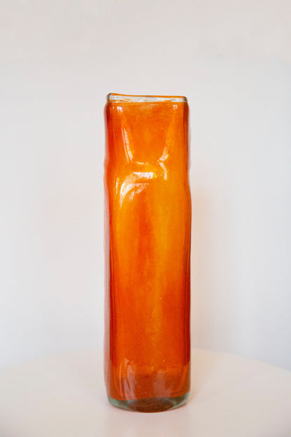 Blown Glass Tall Rectangular Vase, Orange