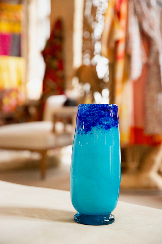 Blown Glass Vase, Light Blue and Blue