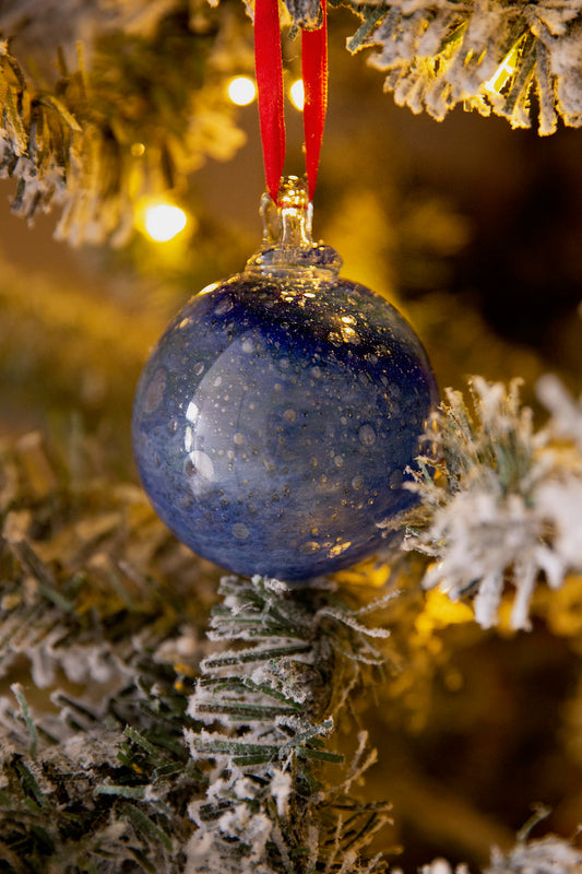 Christmas Glass Ornament, Midnight Blue