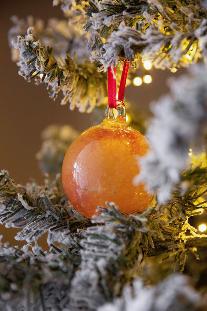 Christmas Glass Ornament, Sunset Orange