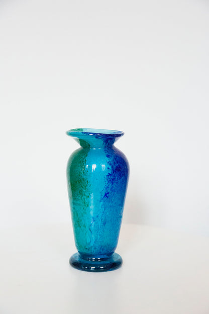 Blown Glass Tapered Vase, Blue and Green