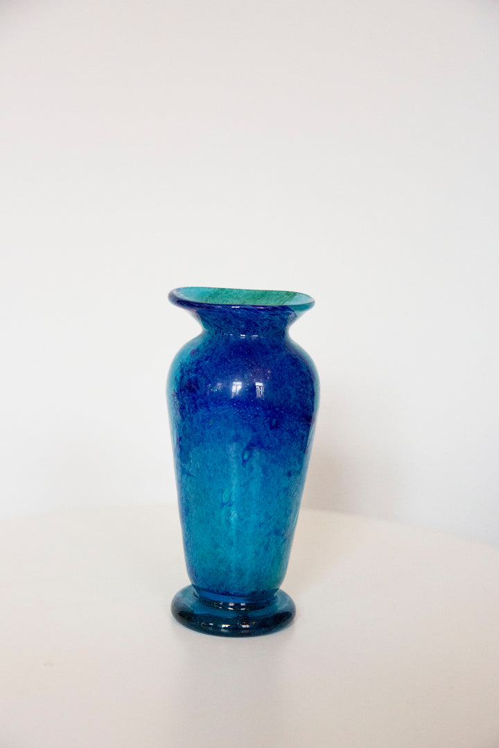Blown Glass Tapered Vase, Blue and Green