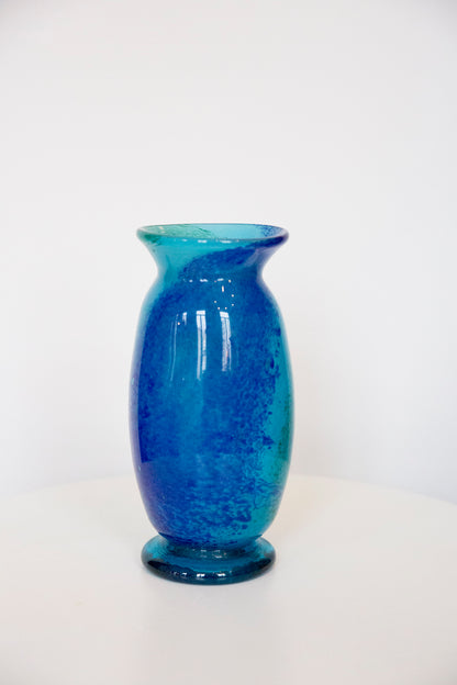 Blown Glass Cylindrical Vase, Blue and Green