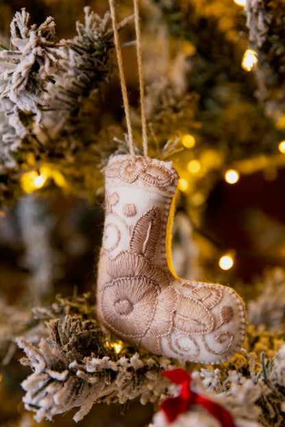 Holiday Edition Embroidered Felt Boot Ornament Set of 3