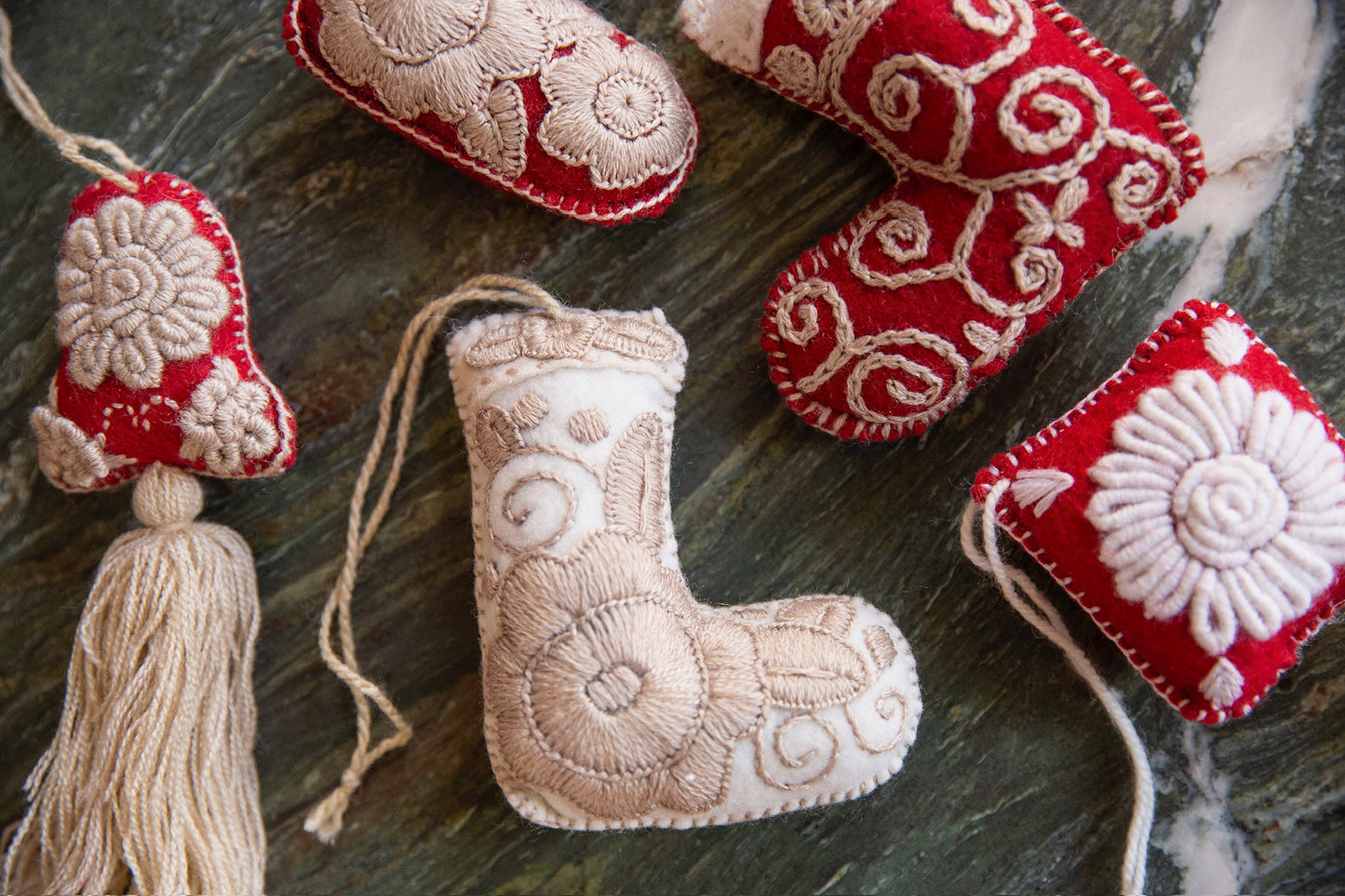 Holiday Edition Embroidered Felt Ornament Set of 5