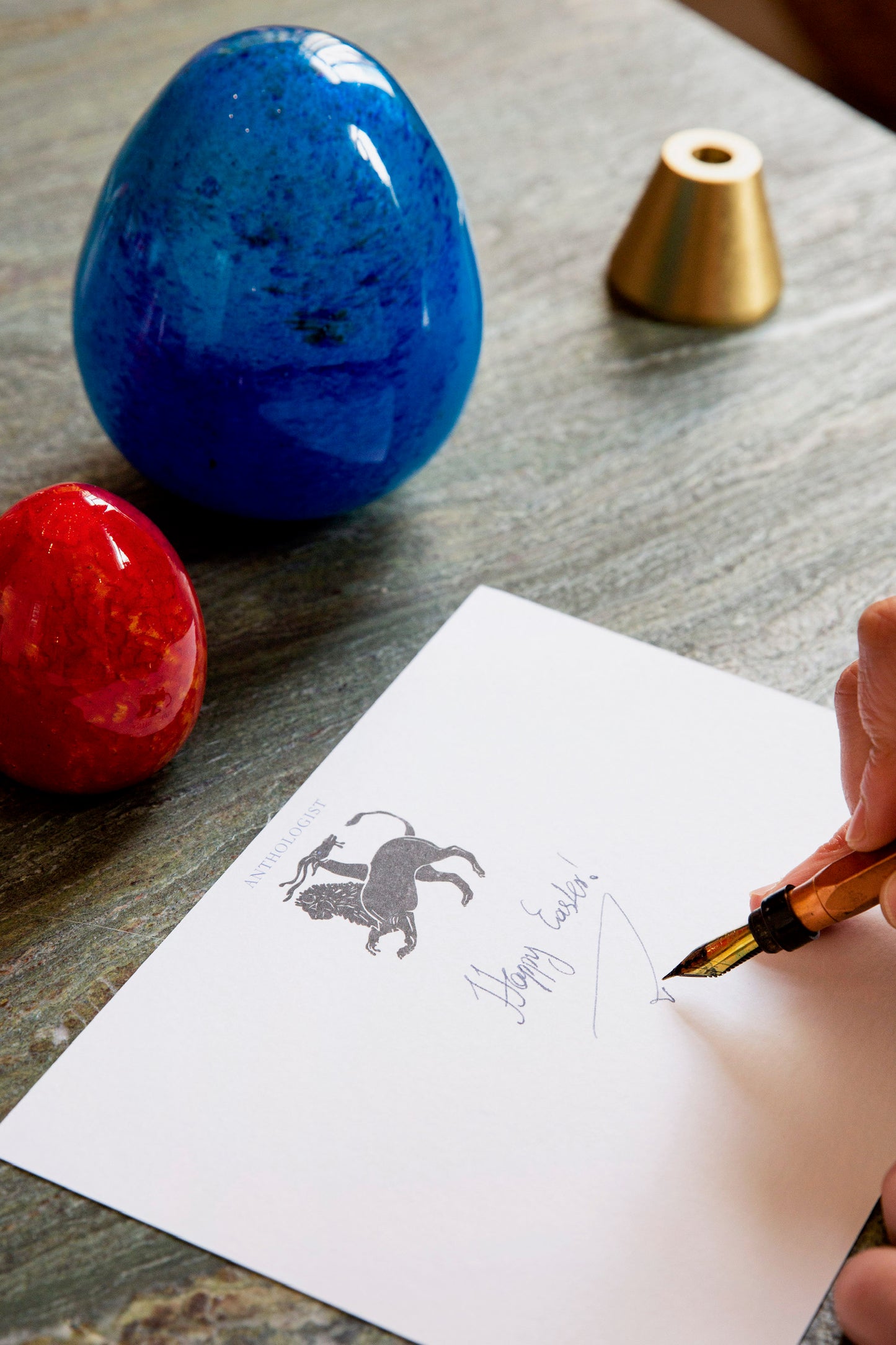 Anthologist Glass Egg, Blue, Medium