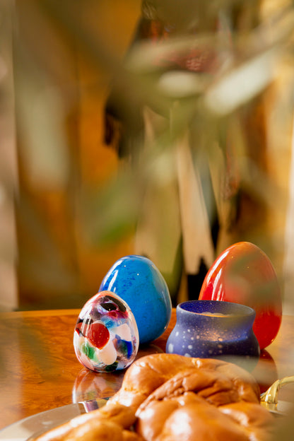 Anthologist Glass Egg, Blue, Medium