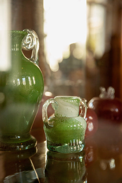 Blown Glass Amphora Vase, Green, Small