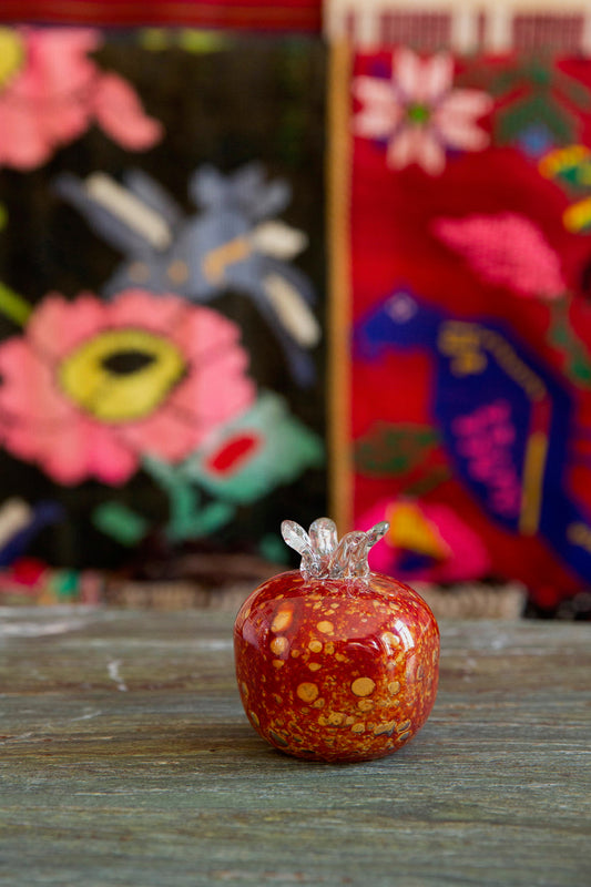 Anthologist Blown-Glass Pomegranate, Crimson Red with Gold Speckle, Small