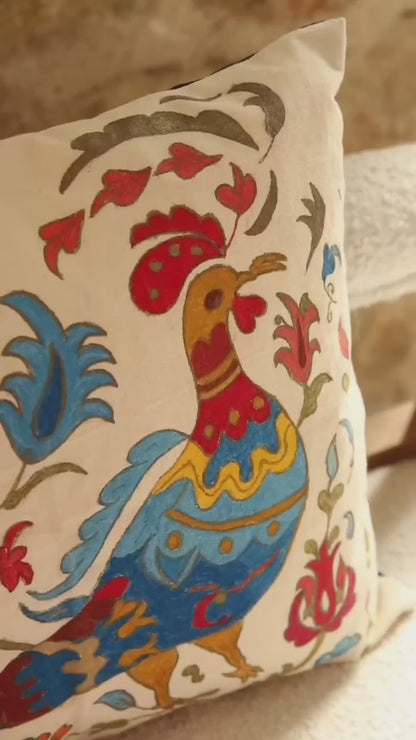 Byzantine Rooster Vintage Pillow